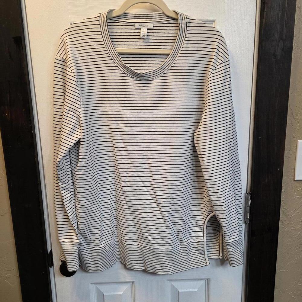 Daily Ritual Women's Long Sleeve Striped Cotton Modal Blend Top Size Large